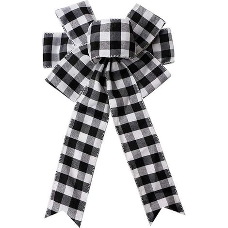 Black and White Buffalo Plaid Bow for Christmas Wreath, Christmas Bows for Christmas Tree Decor, Front Door Wreath, Christmas Decorations