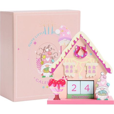 Hölzerner Adventskalender in Macaron-Form, hübscher, immerwährender Kalender mit Countdown-Timer, Tischkalender, Tisch-/Nachttischdekoration (1/5)