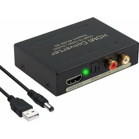 Extracteur Audio HDMI - Convertisseur HDMI 4K 2160p vers HDMI + Sortie Optique SPDIF et RCA L/R - Compatible Blu-ray DVD, Xbox One, PS4, TV (1/5)
