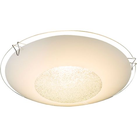 Applique murale, plafonnier, lampe de salon, cristaux de verre blancs, 1x LED 8 watts 500 lumens blanc chaud, DxH 20x6 cm