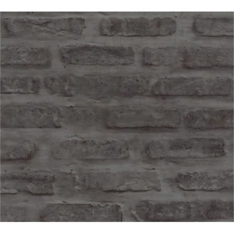 Stone tile wallpaper wall Profhome 374223 non-woven wallpaper smooth with nature-inspired pattern matt grey black 5.33 m2 (57 ft2) (1/5)