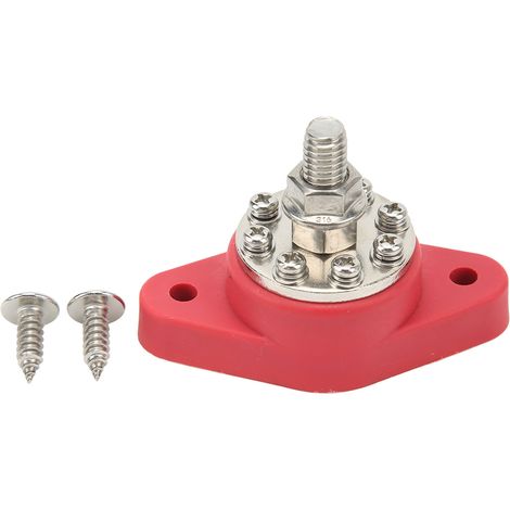Bornier de distribution 12V/48V, plot M10 rouge 3/8", bloc de jonction pour batterie, voiture, camping-car, bateau, camion (1/5)