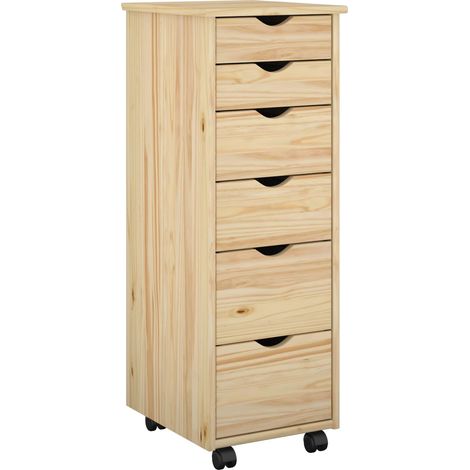Gabinete rodante Marrón 34 x 39 x 93,5 cm Madera de Pino Macizo vidaXL