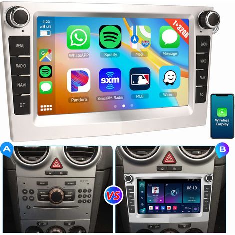 1+32G pour Opel Corsa C/D Zafira B Astra G H Vivara Combo Signum Vivaro Android 14 Autoradio Carplay Blanc