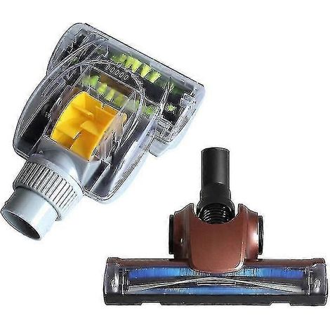 Lot de 2 brosses anti-acariens transparentes de 32 mm pour aspirateur, gris et marron.