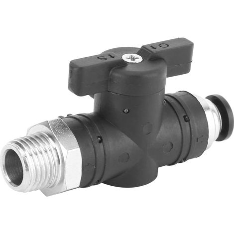 BC6-02 Raccord Rapide Pneumatique avec Vanne Manuelle, Filetage Mâle BSPP, Diamètre Extérieur 6mm, Interrupteur Manuel (1/5)