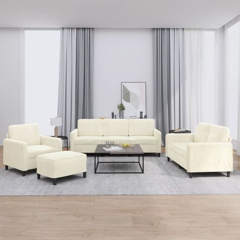 4-tlg. Sofagarnitur Creme Samt vidaXL (1/5)
