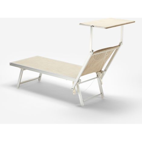 Beach And Garden Design – Lot de 2 transats de plage professionnels en aluminium – Dossier inclinable 3 positions – Tissu textilène 850g – Pare-soleil réglable