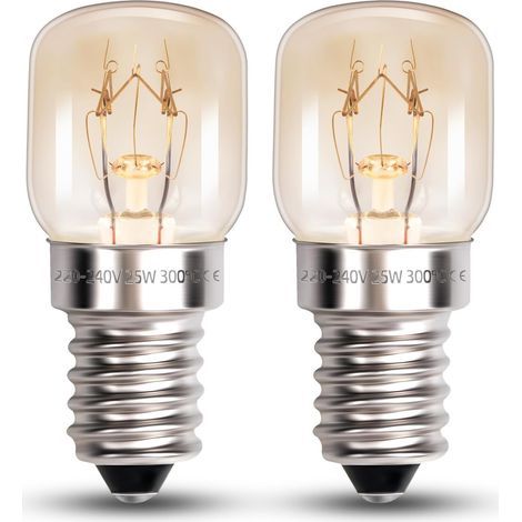 Ampoule de Four T22 E14 25W Blanc Chaud 2700k, AC 220-240V, jusqu'à 300°C, Lampe Four 25W Petit Culot, Ampoule pour Four Micro-Ondes, Lampe à Sel, Dimmable, lot de 2 (1/5)