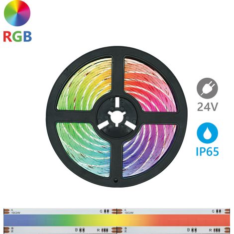 Bande Led Cob 5 M Rgb 24 V 15 W/M Ip65 840 Led/M Haute Efficacité Lumineuse Pour Éclairage Décoratif Professionnel Intérieur Et Extérieur (1/3)