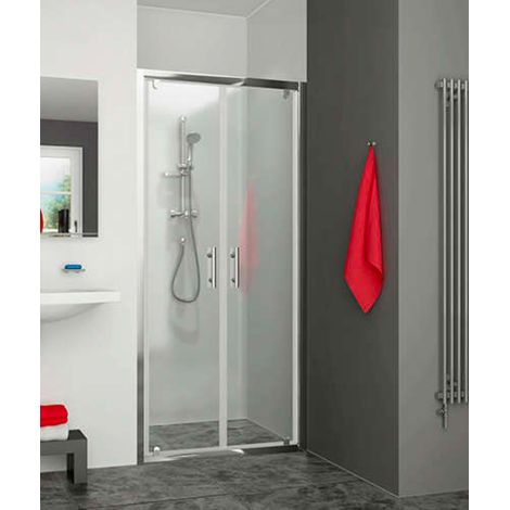 Roth – Porte de douche 2 battants EQUI – Argent poli – Verre clair 5mm traité anticalcaire – Hauteur 1900mm – Largeur ajustable 775-807mm (1/2)