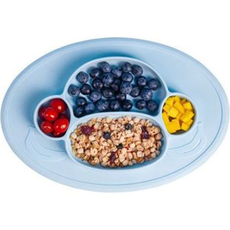 Assiette compartimentée en silicone avec ventouse, sans BPA, compatible lave-vaisselle et four, s'adapte à la plupart des plateaux de chaises hautes, reste bien en place, bols et assiettes compartimen (1/4)