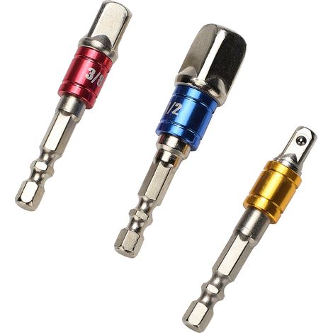 Set bestehend aus 3 Sechskant-Steckschlüsseladaptern, 1/2"-Vierkant-Schlagschrauberbits, 3/8"-Antriebshülse, 1/4"-Antriebs-Elektroschrauber, Steckschlüssel (1/5)