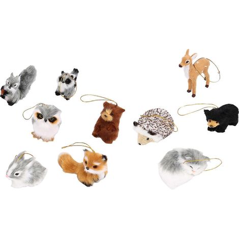 10 décorations d'animaux en peluche sur le thème de la forêt, à suspendre pour Noël (1/5)