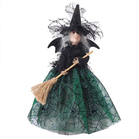 1 Poupée sorcière, robe en organza, base conique, décoration Halloween et Noël, pour bureau et sapin (1/5)