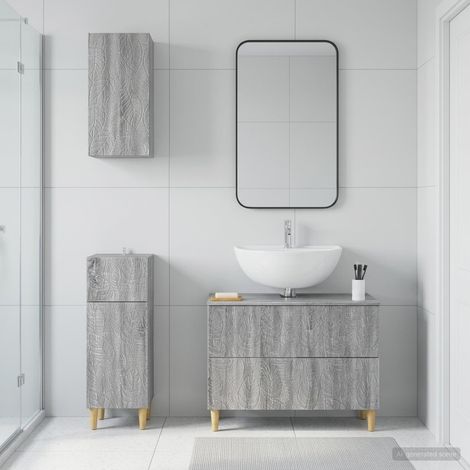 vidaXL 3 Piece Bathroom Cabinet Set DELFT Grey Sonoma Engineered Wood (1/5)