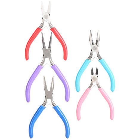 5 pièces Mini Pinces Bijoux Pince Plate Longue Sans Dents Serre-fils Coupe-fil Outil Main