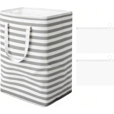 Panier À Linge Pliable Avec 2 Poches À Fermeture Éclair,75 L,Avec Poignée,Grand Panier À Linge Pliable Pour Chambre À Couche[CA22] (1/5)