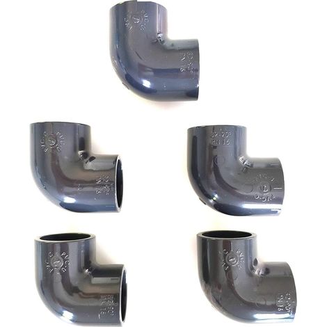 Lot de 5 Coudes PVC Pression 90° / 32mm intérieur F/F PN16 / Piscine et arrosage / 32 mm Manchon