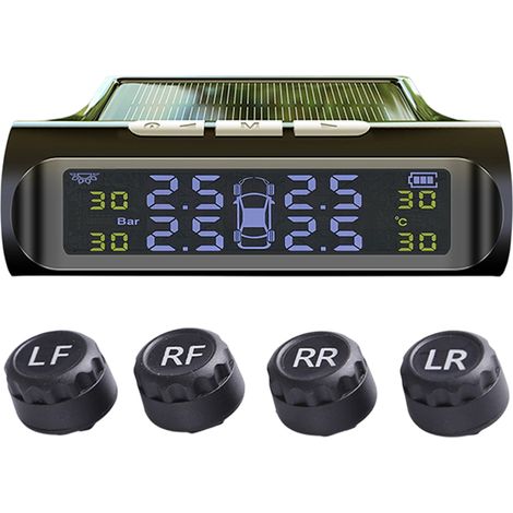Système de surveillance de la pression des pneus TPMS pour voiture intelligente, alimenté par énergie solaire, écran LCD numérique, port USB, alarme de sécurité automobile, capteur de pression des pne