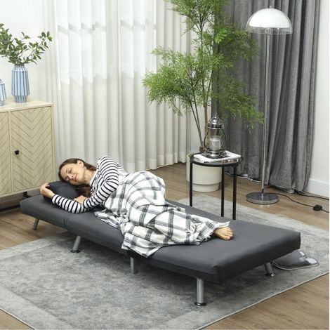 Sillón cama plegable de poliéster gris oscuro OKMYHOME (1/5)