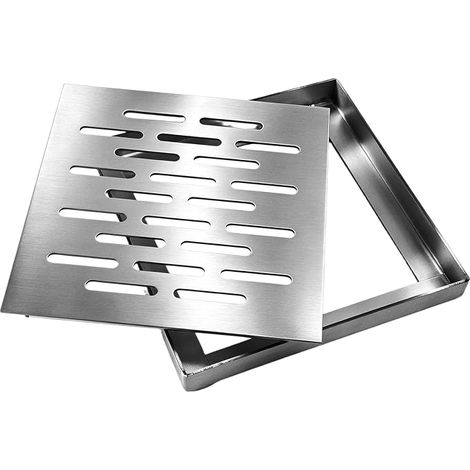Stainless Steel Floor Drain Cover with Frame 150 x 150 x 20 mm Square Drainage Grid Outdoor Anti-Clog Suitable for Outdoor, Bathroom and (1/5)