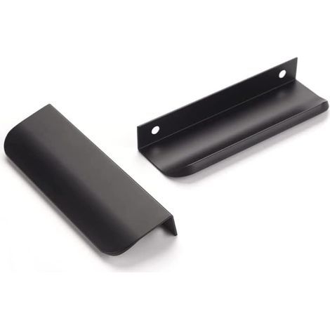 Set da sei maniglie invisibili, maniglie per mobili, maniglie moderne e minimaliste in lega per armadi, maniglie per cassetti (nero, interasse 96 mm) (1/4)