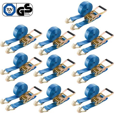 AREBOS 10 x Correas tensoras 2 parte ganchos Correas tensoras trinquete 6m 5000 kg (1/5)