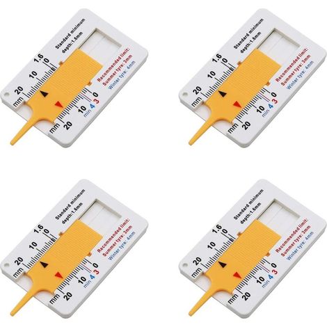 4 Pièces Jauge de Profondeur de Bande de Roulement de Pneu 0-20 mm pour Voiture Moto Van SUV camions (1/4)