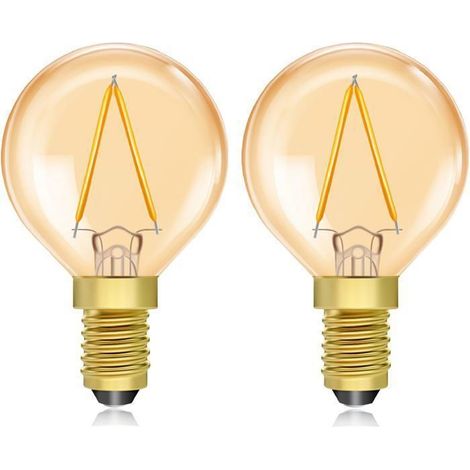 1,5 W 220V ampoule E14 vintage,ampoules LED E14 lumière chaude 2200 K ambre,1,5 W,20 W équivalent ampoule décorative G40, 2 unités (1/5)