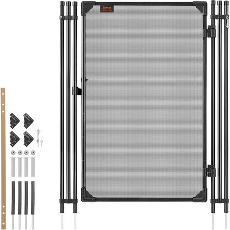 Maille Teslin 352g/m² et Verrou Métal Sécurité Optimale Porte Barrière Piscine Enterrée Portillon 1,2x0,75 m Noir (1/5)