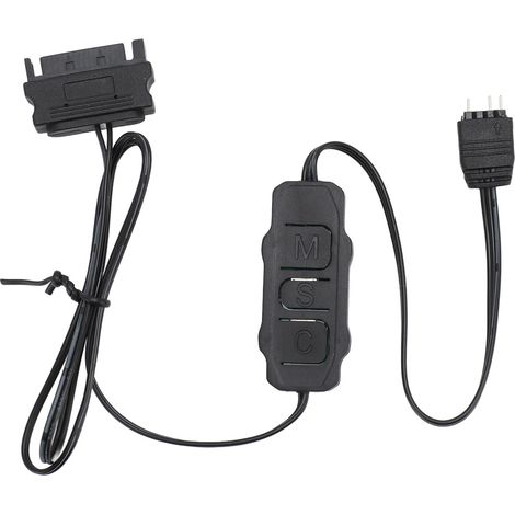 Ortviai Contrôleur ARGB 5 V 3 broches avec alimentation SATA – pour ventilateurs PC, radiateurs et bandes LED – noir