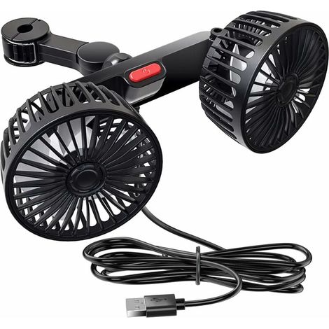 Ventilateur de voiture à double tête 5 V 2 A, refroidisseur de ventilateur USB avec 3 vitesses, vent (1/4)