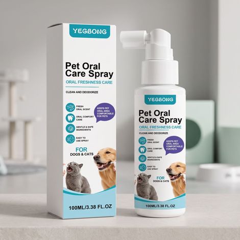 Spray bucco-dentaire pour animaux - nettoie la plaque dentaire et les taches, rafraîchit l'haleine, convient aux chats et aux chiens - 100 ml (1/5)