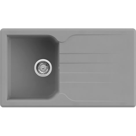 Lavello Quareco incasso 1 vasca con gocciolatoio 86x50 Prime 861 Granito Grigio QLP861GR (1/4)
