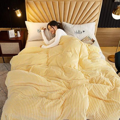 Couverture Extra Plaid, Plaid Couverture Polaire (Jaune et Blanc, 120x200cm) (1/5)