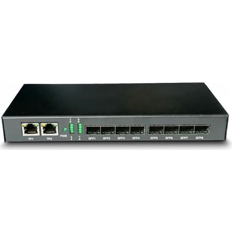 Industrieller Switch mit 2 Gigabit-Ports + 8 Glasfaser-Ports