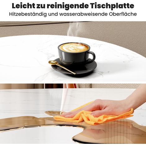2-teiliges Couchtisch-Set mit MDF-Marmorplatte und schwarzem Eisenrahmen (1/5)