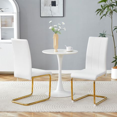 Chaise blanche en cuir PU, en PU, pour salon et salle à manger, Chaise élégante pour salle à manger et salon(MI)