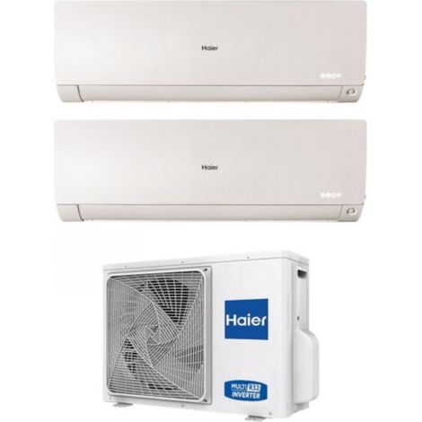 Climatizzatore Condizionatore Haier Dual Split Inverter serie FLEXIS PLUS WHITE 7+12 con 2U50S2SM1FA R-32 Wi-Fi Integrato Colore Bianco 7000+12000
