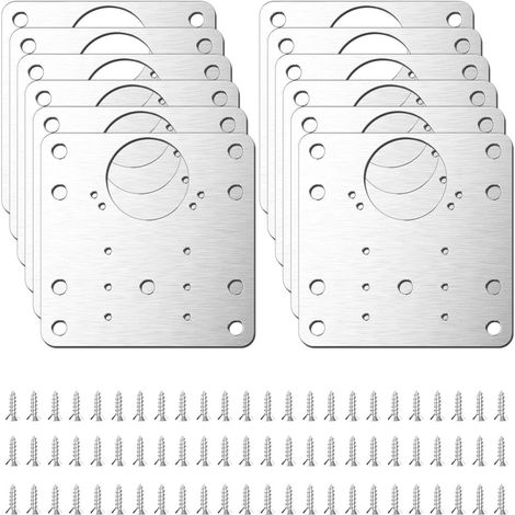 12 Stück Schrank Scharnier Reparaturplatte, Küchenscharnier Reparaturplatten mit Löchern Edelstahl Scharnier Reparaturplatte für Schrank Möbel Schublade Fenster (1/5)