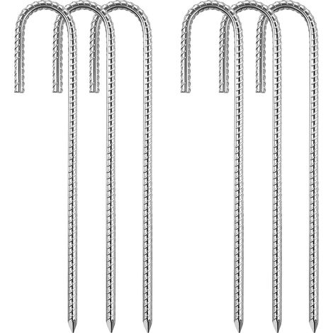(8 mm x 30 cm) Stahl-Zeltnägel, 6er-Set, verzinkt, J-förmig, Trampolin-Befestigungsset, Trampolinzelt, Campingzelt, Schaukel, Trampolin-Abdeckung (1/5)