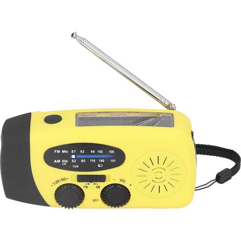 Radio solaire à manivelle, radio d'urgence multifonctionnelle avec éclairage LED et lampe torche pour le camping, jaune, Europe (1/5)