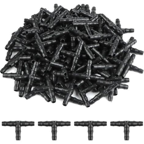 100 Pcs Tee Raccord de Tuyau 4/7mm- T Raccord Connecteur PVC d'arrosage Buse d'atomisation Goutte à Goutte Micro Spray Irrigation Joint pour Tuyau Systèmes Automatique Outil (1/5)