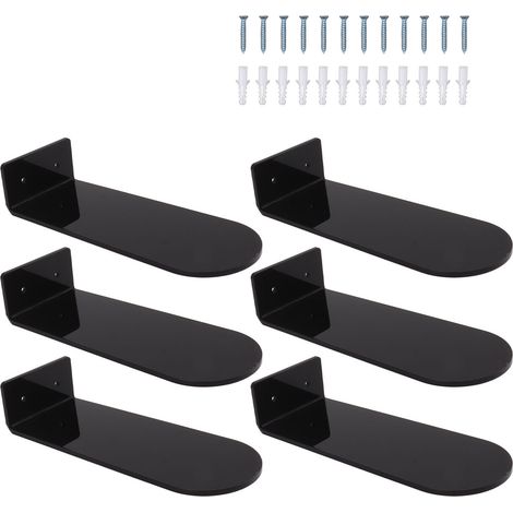 Lot de 6 étagères flottantes à chaussures, 20 cm de longueur, en acrylique noir, pour collection de chaussures. (1/5)
