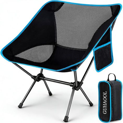 Folding Camping Chair, Lightweight Portable Folding Chair with Carry Bag, Maximum Load 120 kg, Ultra Light Folding Beach Chair for Travel, Hiking, Camping, Picnic (1/5)