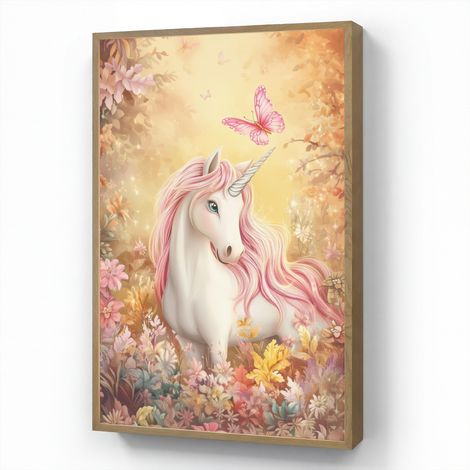 APLIQUE DE PARED Unicornio - Flores - Mariposa - Rosa 70x100 cm (1/4)
