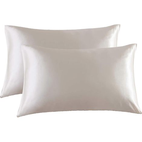 Filiyano – oreiller en satin beige – Lot de 2 taies d'oreiller en satin beige, 50 x 91 cm (1/5)