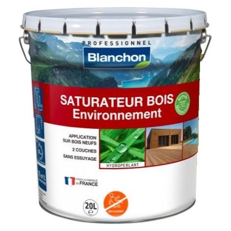 Blanchon – Saturateur bois biosourcé 20L anthracite – Finition mate – Anti-glissant pour terrasses et boiseries extérieures – Application directe