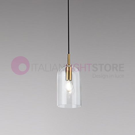 Sospensione Contemporanea Coro Metallo Oro Spazzolato Vetro 1 Luce E14 (1/4)